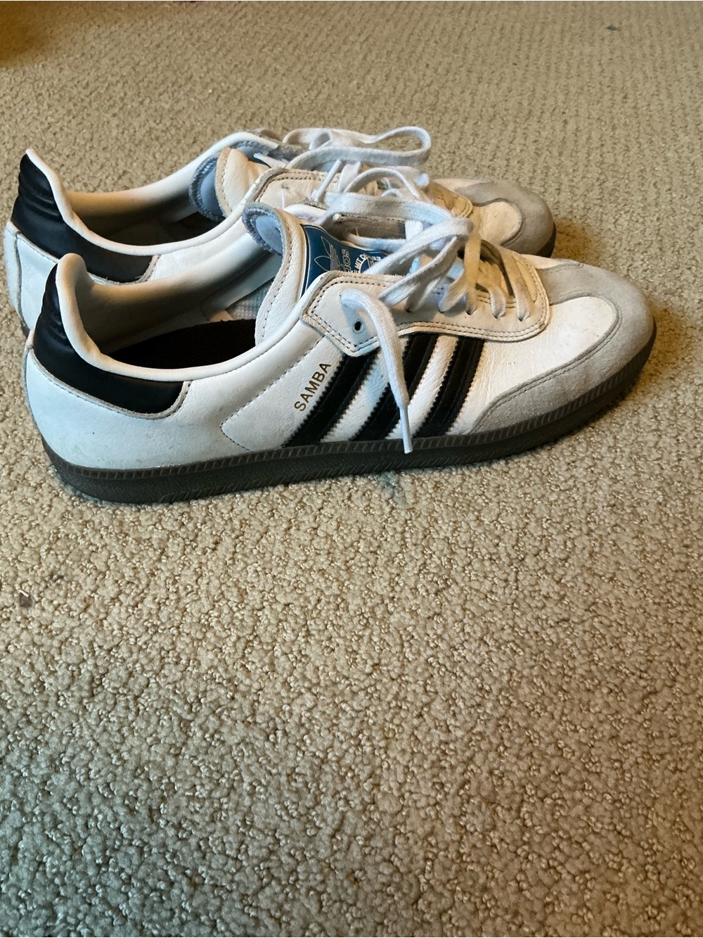 adidas White and Black Samba Low-Top Sneakers